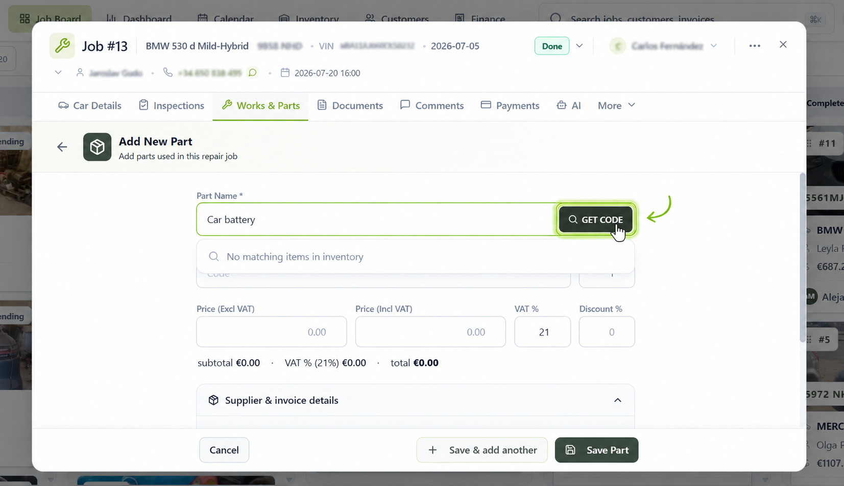 AI matching a part description to OEM part codes